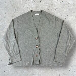 LA RELAXED Shelter Jersey Cardigan Organic Cotton Blend Green Sz L‎